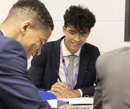Sixth form students studying