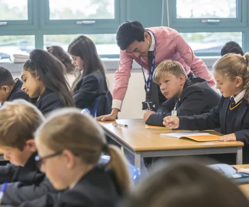 Students working on problems in class