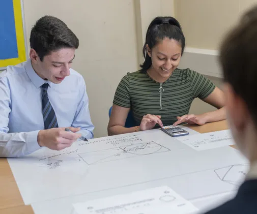 Sixth form students studying
