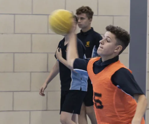 Students playing dodgeball