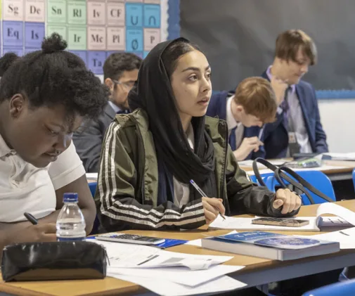 Sixth form students studying