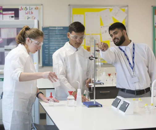 Sixth form students studying